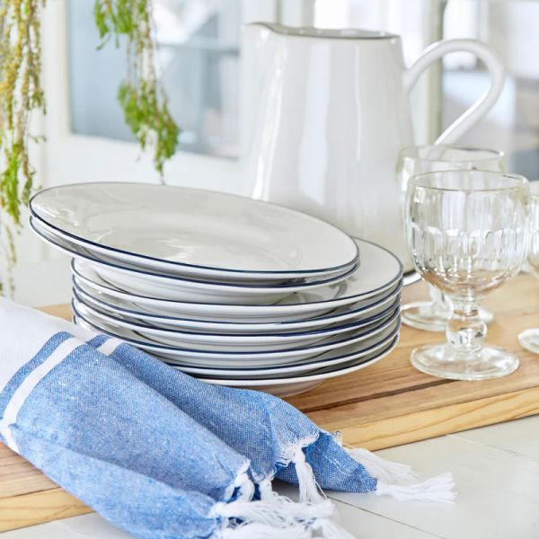 Тарелка закусочная 22.6 см, керамика, white/blue, BEJA COSTA NOVA, ATP231-BLU(ATP231-00721C