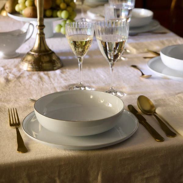 Тарелка глубокая 21 см, фарфор, White, gold, Resonance - porcelain COSTA NOVA, 8RCP211-WGD