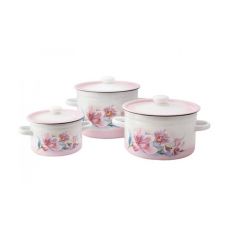 Набор эмалированных кастрюль Epos «Сиреневая орхидея» 3 предмета (2+3+5.5 л)
