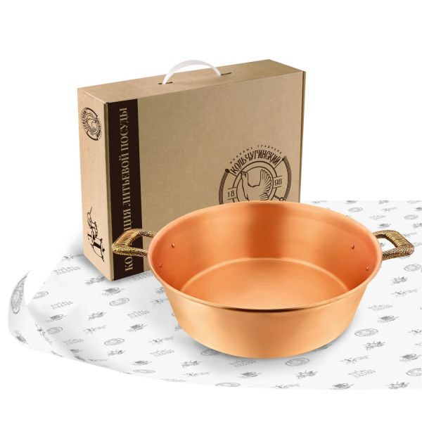 Таз 6 л медный с латуннной ручкой 'Гладкая'