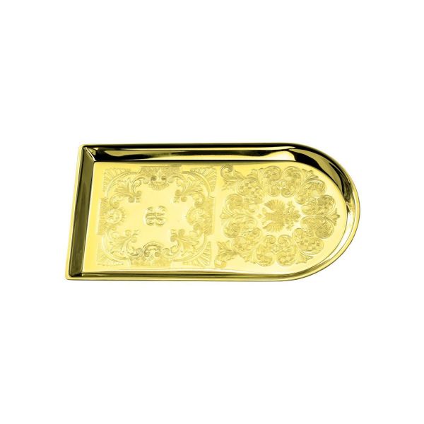 Поднос для чая латунный с гравированным рисунком