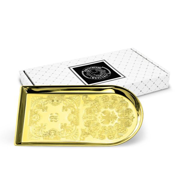 Поднос для чая латунный с гравированным рисунком