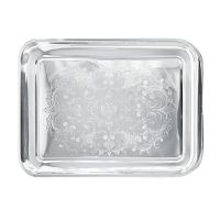 Поднос прямоугольный никелированный с гравированным рисунком