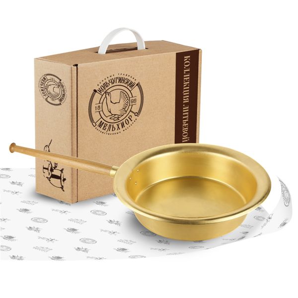 Таз 4.5 л. латунный с деревянной ручкой