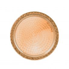 Поднос декоративный круглый медный с гравированным рисунком