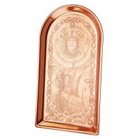 Поднос для чая медный с гравированным рисунком 'Викинг'