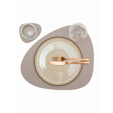 Подстановочная салфетка фигурная из натуральной кожи, серый 37x44 см + подстаканник VERO