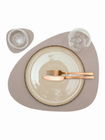 Подстановочная салфетка фигурная из натуральной кожи, серый 37x44 см + подстаканник VERO