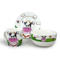 Детский набор Коровка New Bone China, костяной фарфор АККУ
