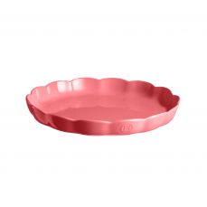 Форма для выпечки круглая низкая с волнистыми бортами 31 см, керамика, цвет розовый, Emile Henry 476053