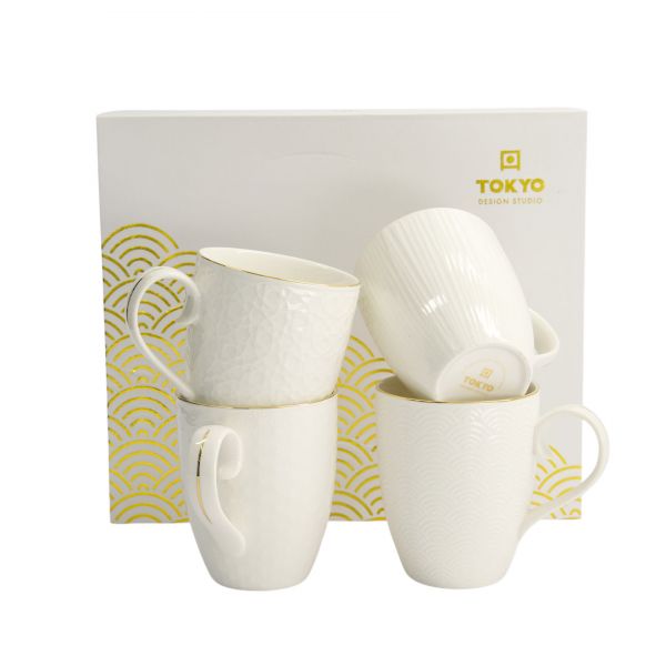 Набор кружек Nippon White Gold 4 шт, 8.5x10.2 см, 340 мл,фарфор TOKYO DESIGN
