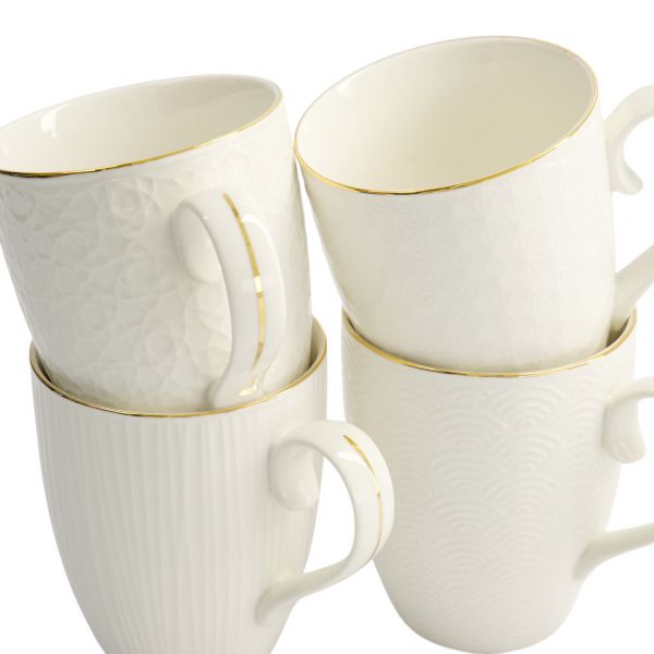 Набор кружек Nippon White Gold 4 шт, 8.5x10.2 см, 340 мл,фарфор TOKYO DESIGN
