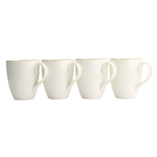 Набор кружек Nippon White Gold 4 шт, 8.5x10.2 см, 340 мл,фарфор TOKYO DESIGN
