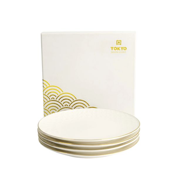 Набор тарелок Nippon White Gold 4 шт 19 см, фарфор TOKYO DESIGN
