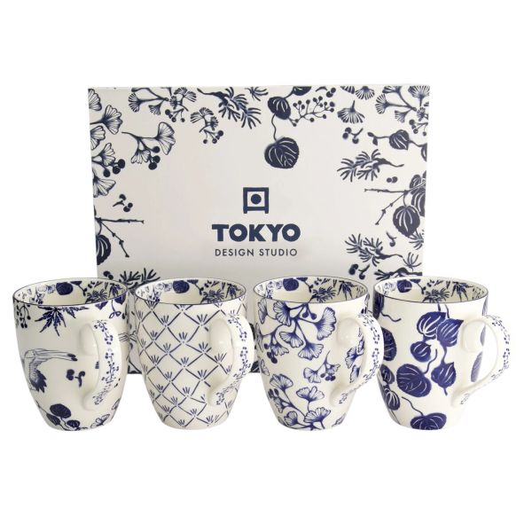 Набор кружек Flora Japonica 4 шт, 8.5x10.2 см, 340 мл, фарфор TOKYO DESIGN
