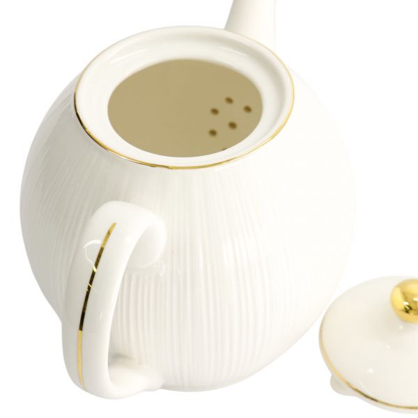 Чайник Nippon White Gold 24x16.5 см, 1300 мл, рисунок Lines, фарфор TOKYO DESIGN
