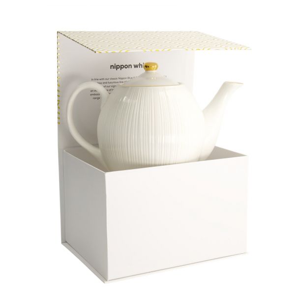Чайник Nippon White Gold 24x16.5 см, 1300 мл, рисунок Lines, фарфор TOKYO DESIGN
