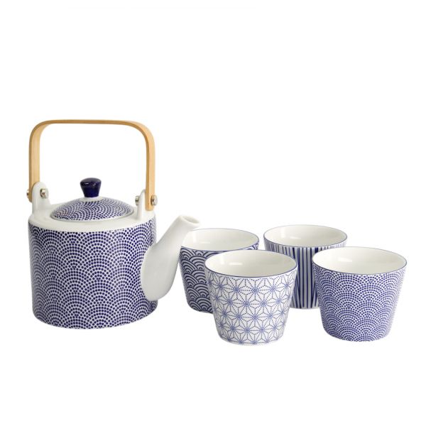Набор Nippon Blue чайник 0.8 л + 4 чашки 180 мл, фарфор TOKYO DESIGN
