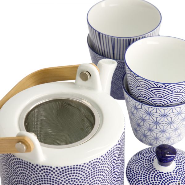 Набор Nippon Blue чайник 0.8 л + 4 чашки 180 мл, фарфор TOKYO DESIGN
