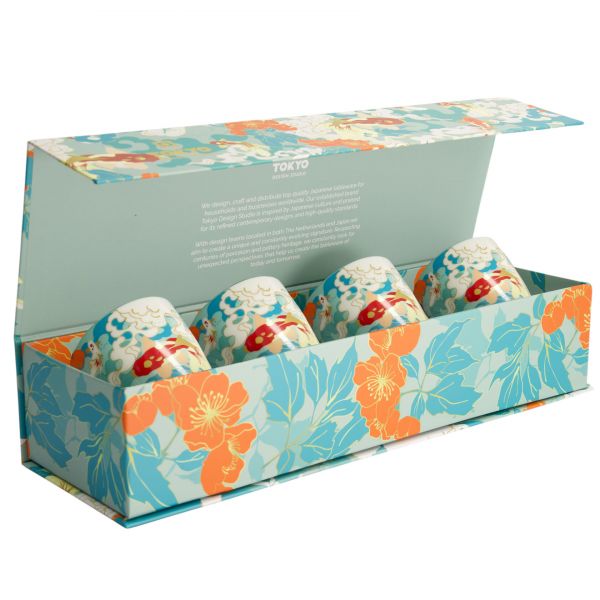 Набор кружек Kawaii Hokusai 4 шт, 7x8 см, 170 мл, фарфор TOKYO DESIGN

