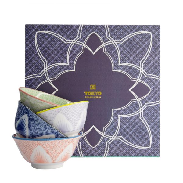 Набор Lily Flower 4 чаши 14.8x6.8 см, 550 мл, фарфор TOKYO DESIGN
