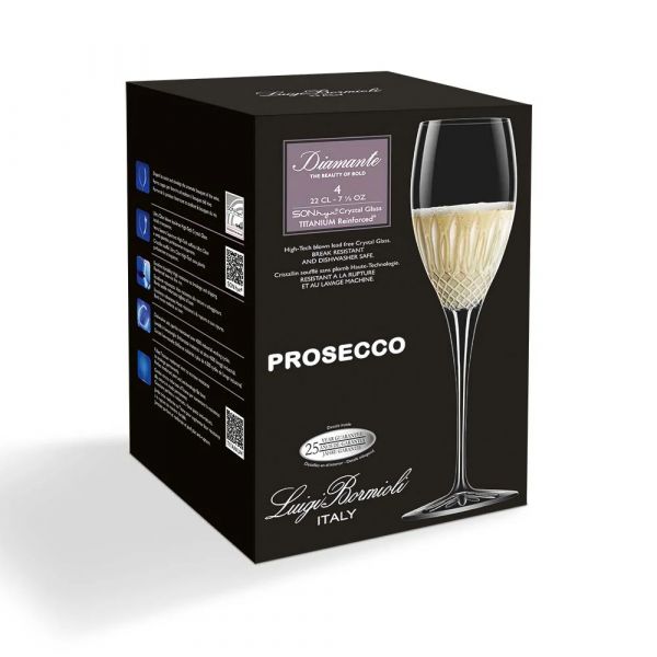 Набор фужеров для игристых вин PROSECCO 220 мл, 4 шт, Diamante, A12759G1002AA01, LUIGI BORMIOLI