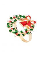 Кольцо для салфеток 4 см, металл, золотистое, Рождественский венок, New Year ANNA LAFARG