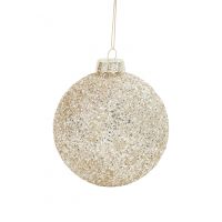 Игрушка елочная, 10 см, стекло, с блестками, шампань, Шар, New Year