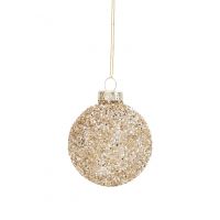 Игрушка елочная, 6 см, стекло, с блестками, шампань, Шар, New Year