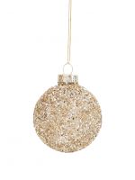 Игрушка елочная, 6 см, стекло, с блестками, шампань, Шар, New Year