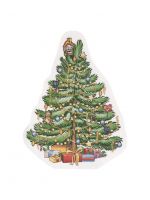 Салфетки бумажные, 25х32 см, 20 шт, фигурные, белые, Елка с подарками, New Year