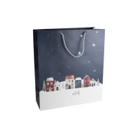Пакет подарочный 42х48 см, бумага, синий, Зимний город, Town ANNA LAFARG