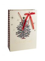 Пакет подарочный 30х42 см, бумага, молочный, Елка, New Year ANNA LAFARG