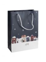 Пакет подарочный 12х16 см, бумага, синий, Зимний город, Town ANNA LAFARG
