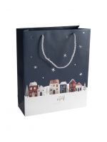 Пакет подарочный 26х32 см, бумага, синий, Зимний город, Town ANNA LAFARG