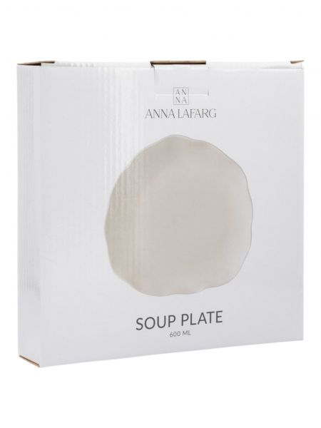 Тарелка суповая 22 см, 600 мл, фарфор, белая, Волнистый край, White ocean ANNA LAFARG
