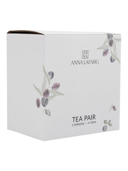 Пара чайная 220 мл на 2 персоны, 4 предмета, керамика, белая, Сливы, Plum Orchard ANNA LAFARG
