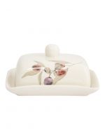 Масленка 17 см, керамика, белая, Сливы, Plum Orchard ANNA LAFARG