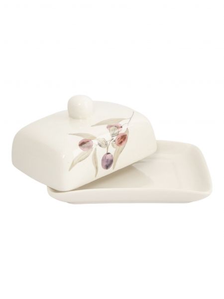 Масленка 17 см, керамика, белая, Сливы, Plum Orchard ANNA LAFARG