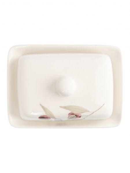 Масленка 17 см, керамика, белая, Сливы, Plum Orchard ANNA LAFARG