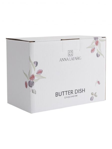 Масленка 17 см, керамика, белая, Сливы, Plum Orchard ANNA LAFARG