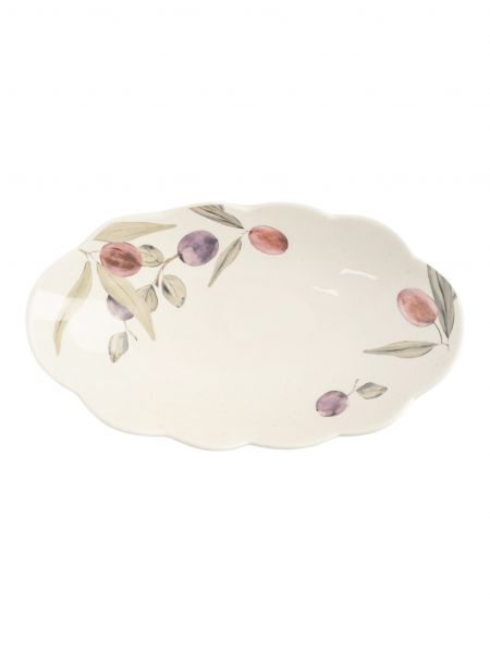 Блюдо 31х18 см, керамика, овальное, белое, Сливы, Plum Orchard ANNA LAFARG
