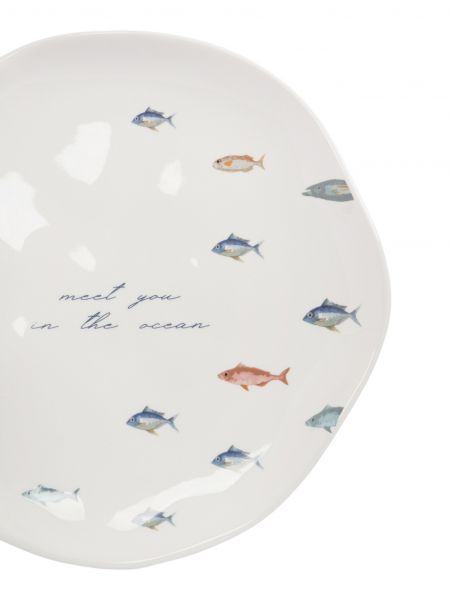 Тарелка закусочная 22 см, керамика, белая, Рыбки, Sea world ANNA LAFARG
