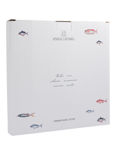 Тарелка обеденная 25 см, керамика, белая, Рыбки, Sea world ANNA LAFARG