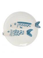 Блюдо 26х23 см, керамика, молочно-голубое, Рыбки, Sea world ANNA LAFARG