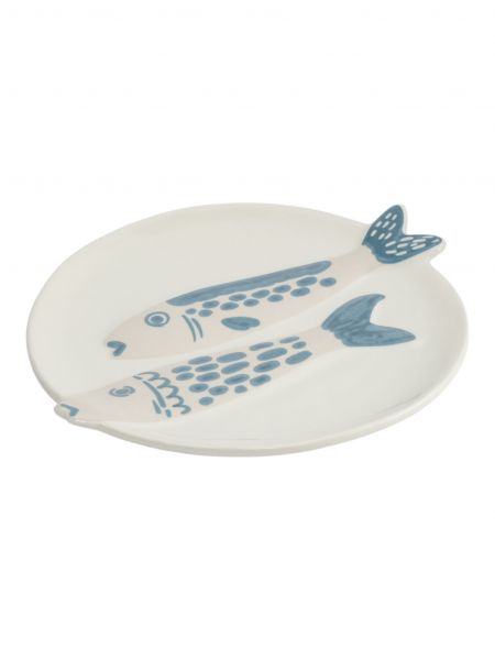 Блюдо 26х23 см, керамика, молочно-голубое, Рыбки, Sea world ANNA LAFARG
