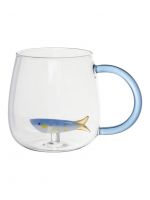 Кружка 400 мл, стекло, голубая ручка, Рыбка, Sea world ANNA LAFARG