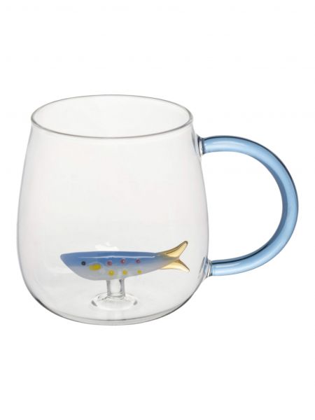 Кружка 400 мл, стекло, голубая ручка, Рыбка, Sea world ANNA LAFARG
