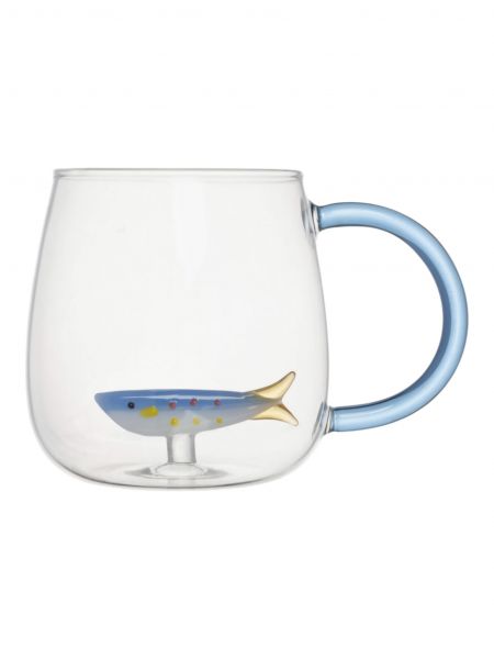 Кружка 400 мл, стекло, голубая ручка, Рыбка, Sea world ANNA LAFARG
