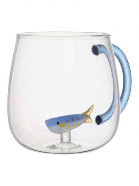 Кружка 400 мл, стекло, голубая ручка, Рыбка, Sea world ANNA LAFARG